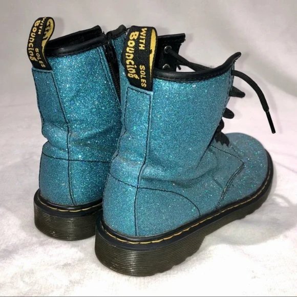 Dr. Martens 1460 Pascal Turquoise Fine Glitter Combat Boots - Picture 6 of 15